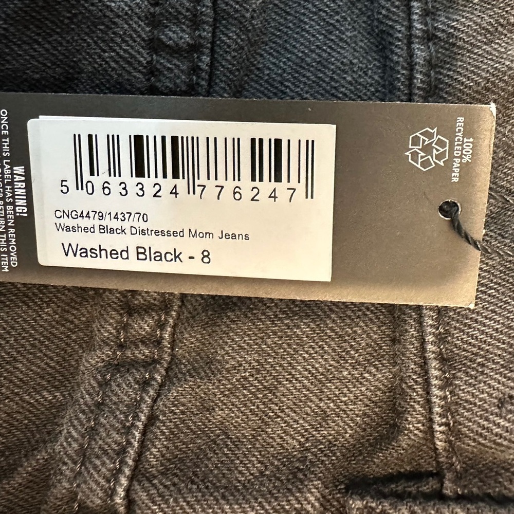 NWT PrettyLittleThing Washed Black Distressed Mom Jeans US Size 4 - Picture 10 of 16